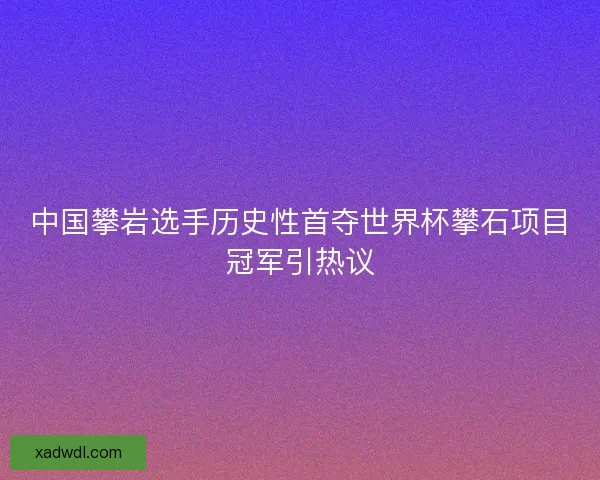 中国攀岩选手历史性首夺世界杯攀石项目冠军引热议